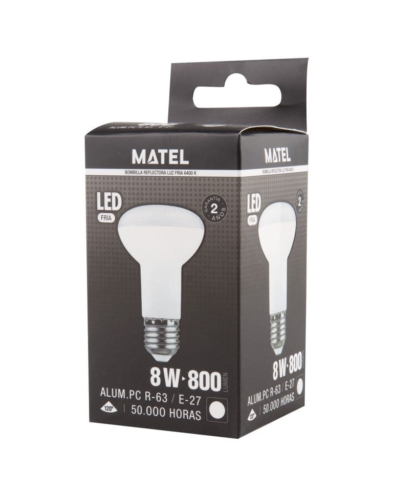 BOMBILLA LED REFLECTORA E27 R63 8W FRIA MATEL - Imagen 3