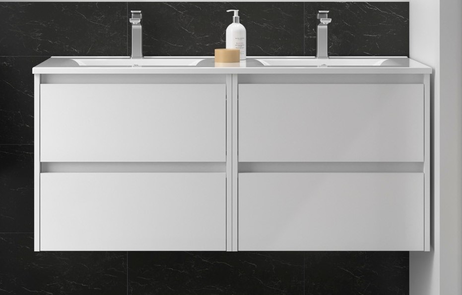 SALGAR NOJA BAJO DOBLE + ENCIMERA PORCELANA 2S BLANCO MATE 120 CM